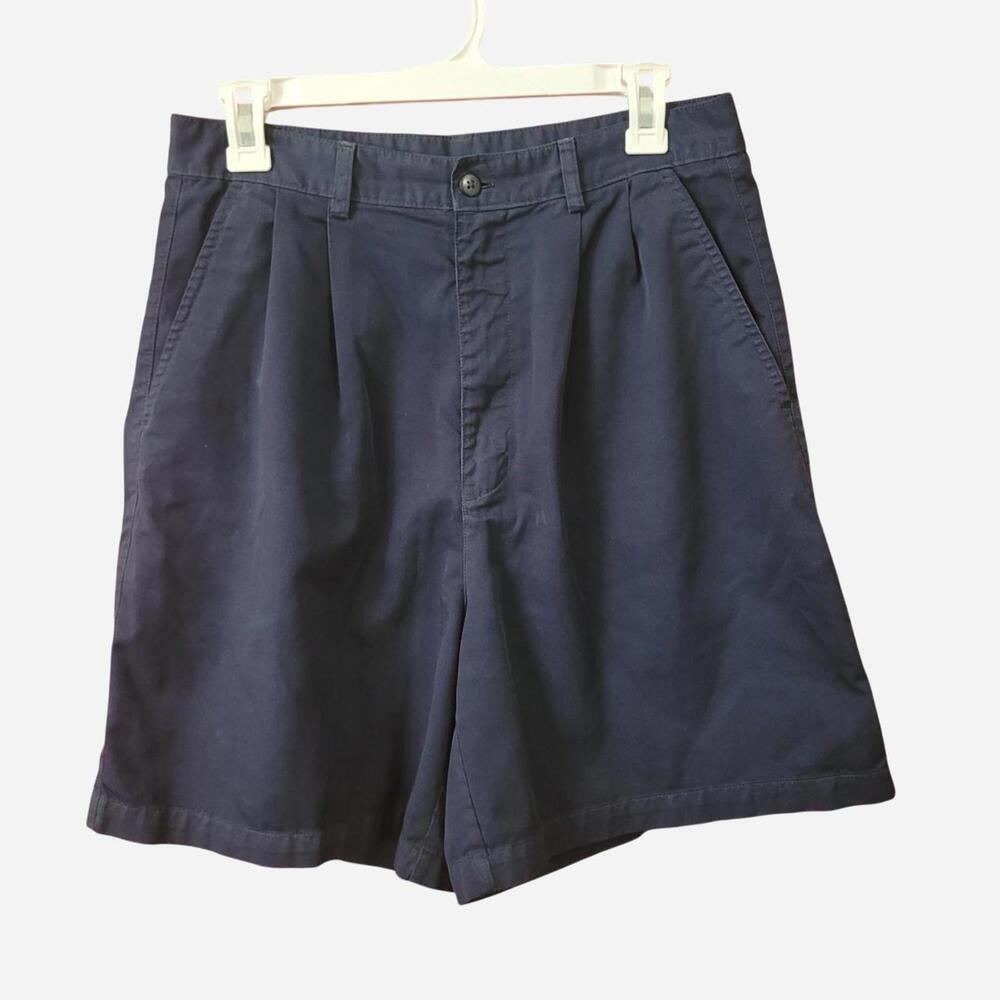 Vintage 1990s Premier International Pleated Navy Shorts – Size 14 (L)